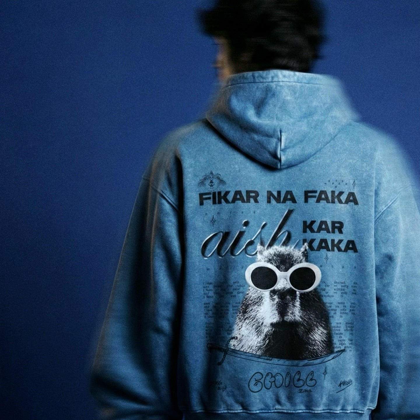 Fikar na Faka Oversized Hoodie Pink/Blue
