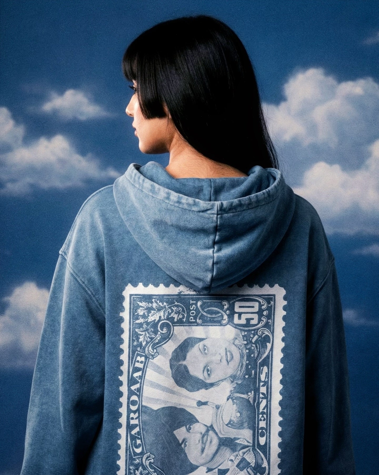 Chamkila Postage Oversized Hoodie Blue