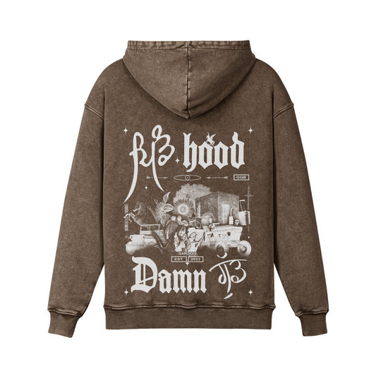 Pind Hood Damn Good Oversized Hoodie Brown