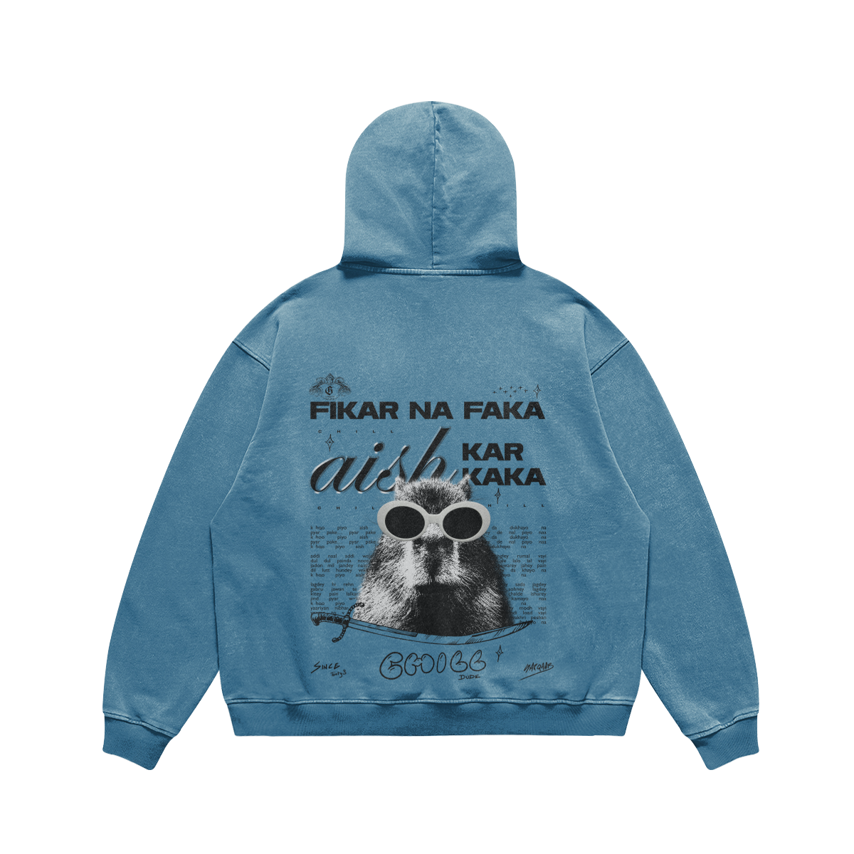 Fikar na Faka Oversized Hoodie Pink/Blue